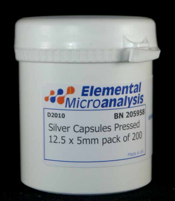 Silver Capsules Pressed 12.5 x 5mm pack of 200